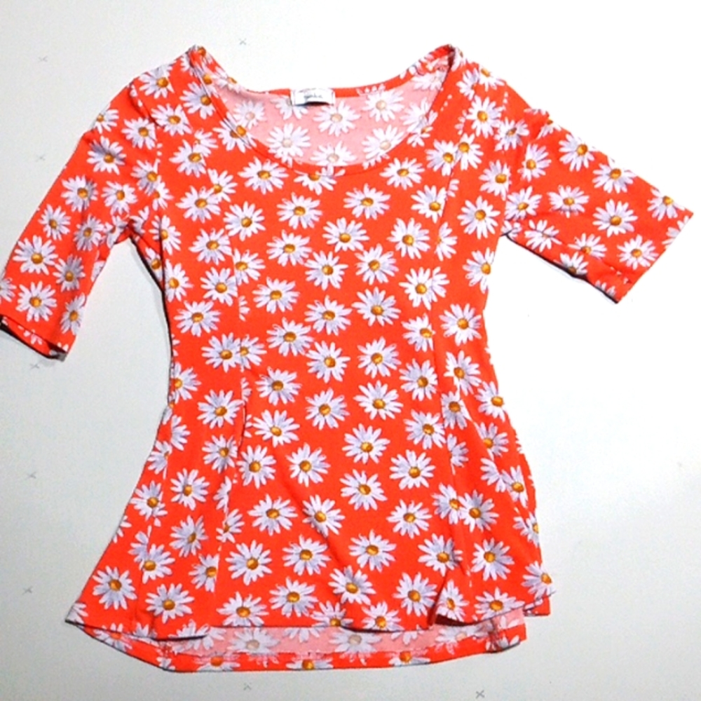 Toddler, sunflower dress, cotton, medium, red white yellow, teenBell